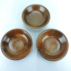 Vintage Vermillion Real Walnut Salad Snack Bowl Mid Century Modern Lot of 3 Scratched