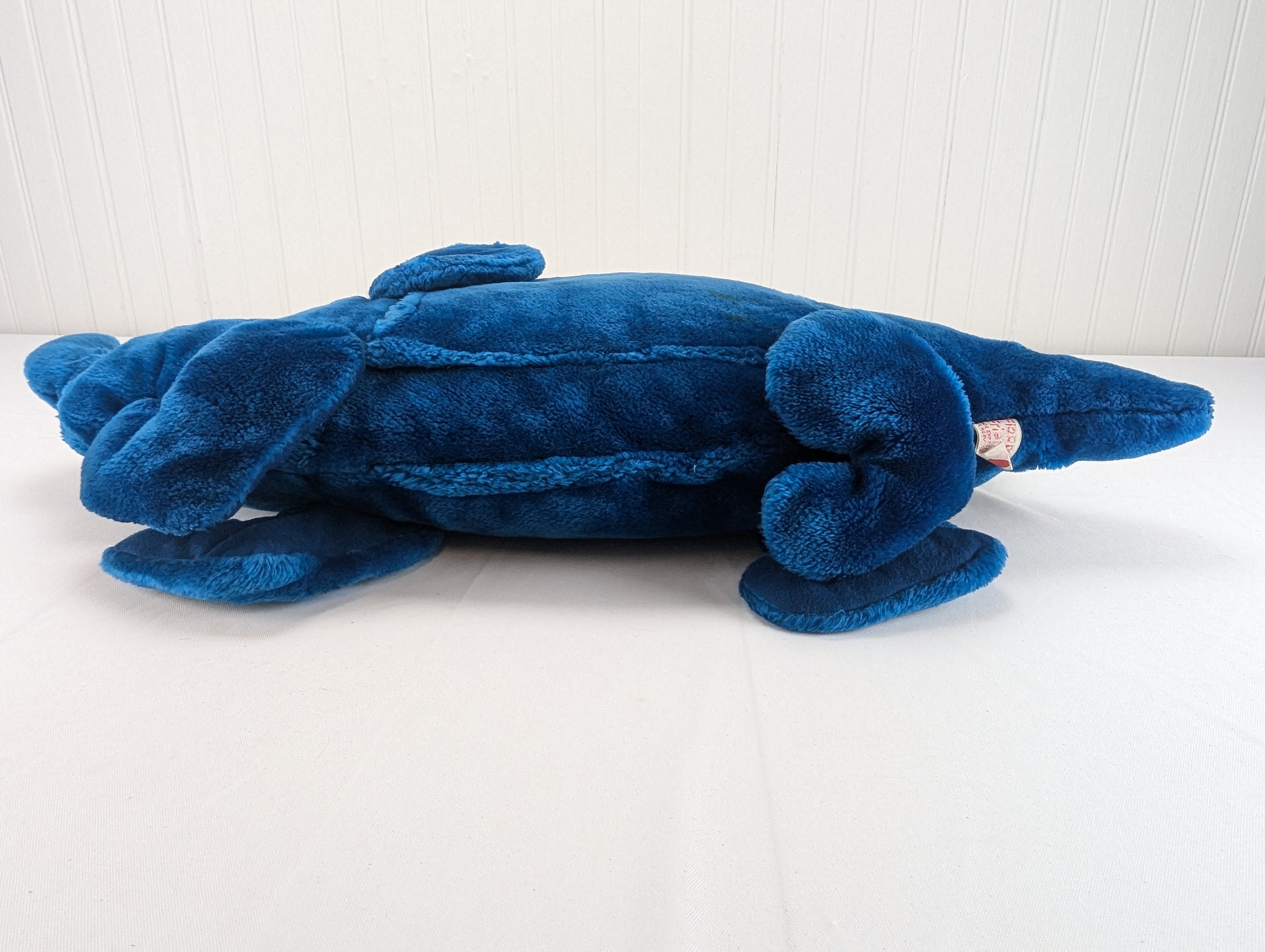 Vintage Floppy Friends Blue Dinosaur Plush Side Pocket Pajama