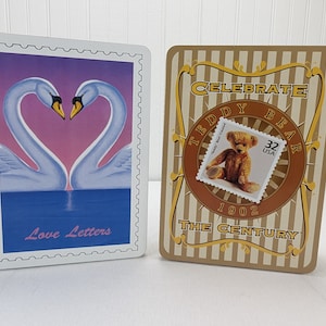 Vintage USPS Metal Tins Celebrate the Century Teddy Bear & Love Letters Empty