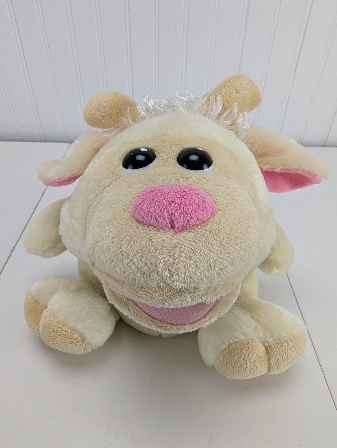 Fine Toy Yellow Goat Hand Puppet Plush Taking Stuffed Animal