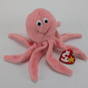 Vintage Ty Beanie Baby Inky the Octopus Plush 7&quot; Stuffed Animal 1993 Tags