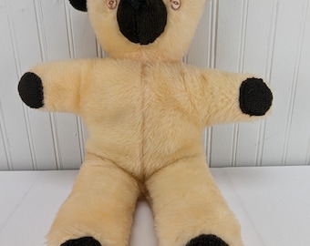 Vintage Handmade Peach & Brown Teddy Bear Plush 18" Stuffed Animal Button Eyes