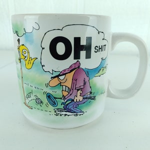 Vintage Russ Golf Humor Oh S**t Coffee Mug Cartoon