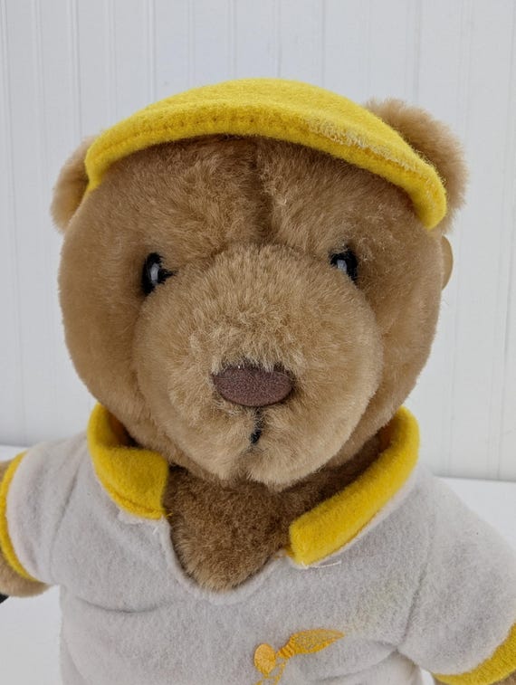 Vintage Dakin Brown Teddy Bear Tennis Pro Plush 9