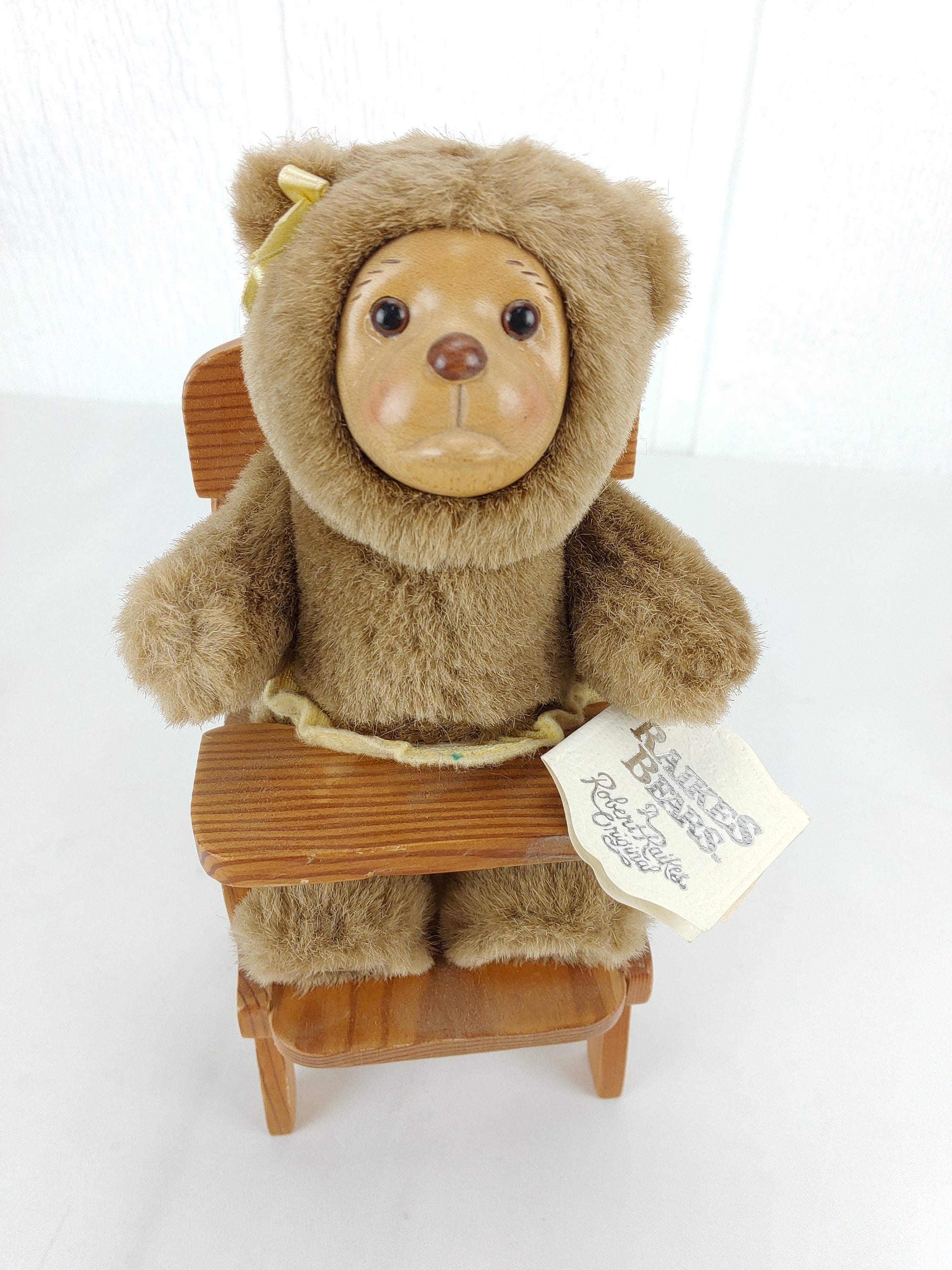 Vintage Raikes Bears Nursery Miniatures Wood Face Teddy Bear