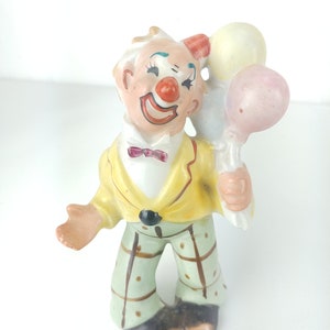 Vintage Atlas Clown With Balloons 5" Figurine Hand Painted Figurine Circus Japan