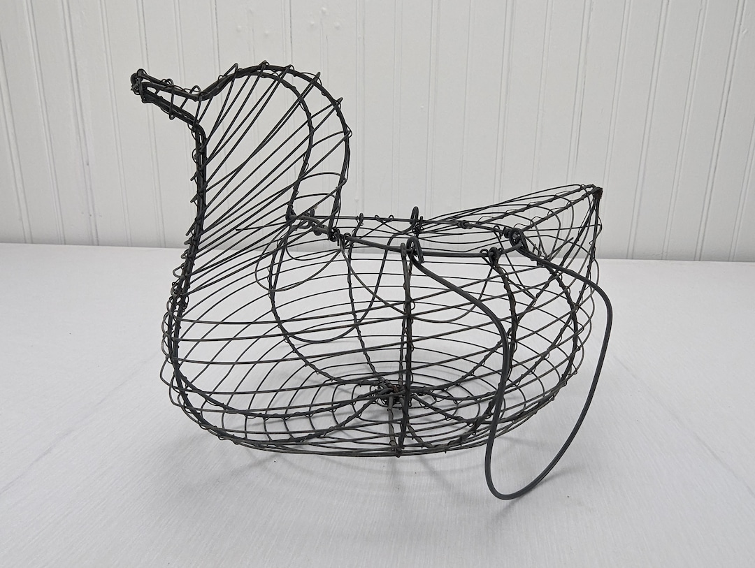 Wire Chicken Egg Basket Brown 6.5 Tall Small Rustic Farmhouse Home Decor Etsy