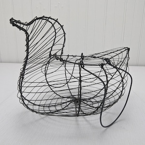 Wire Chicken Egg Basket Brown 6.5" Tall Small Rustic Farmhouse Home Decor