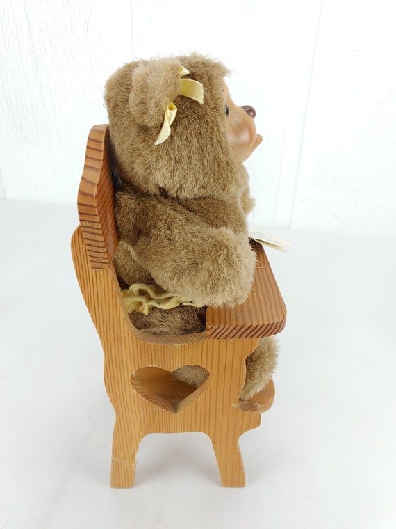 Vintage Raikes Bears Nursery Miniatures Wood Face Teddy Bear Plush