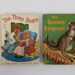 Vintage Rand McNally Junior Elf Books Lot Runaway Kangaroo Three Little Bears
