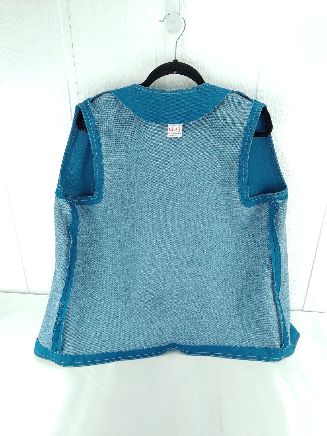 Vintage Women's Polyester Smock Vest Sz M/L Blue Graff Etsy