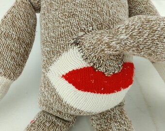 ヴィンテージ ハンドメイド ソックモンキー ぬいぐるみ 21インチ