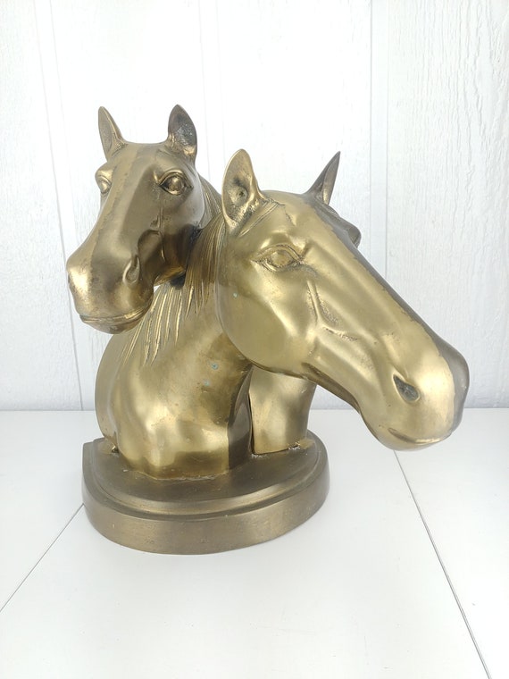 Vintage Large Brass Horse Head Bust Sculpture Two Heads 13 Tall MCM Home  Decor -  Canada