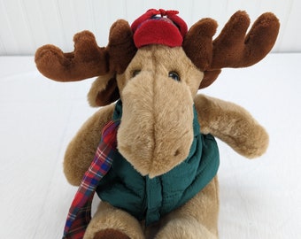 Commonwealth Moose Plush 14" Stuffed Animal Green Puffer Vest 1994 vintage