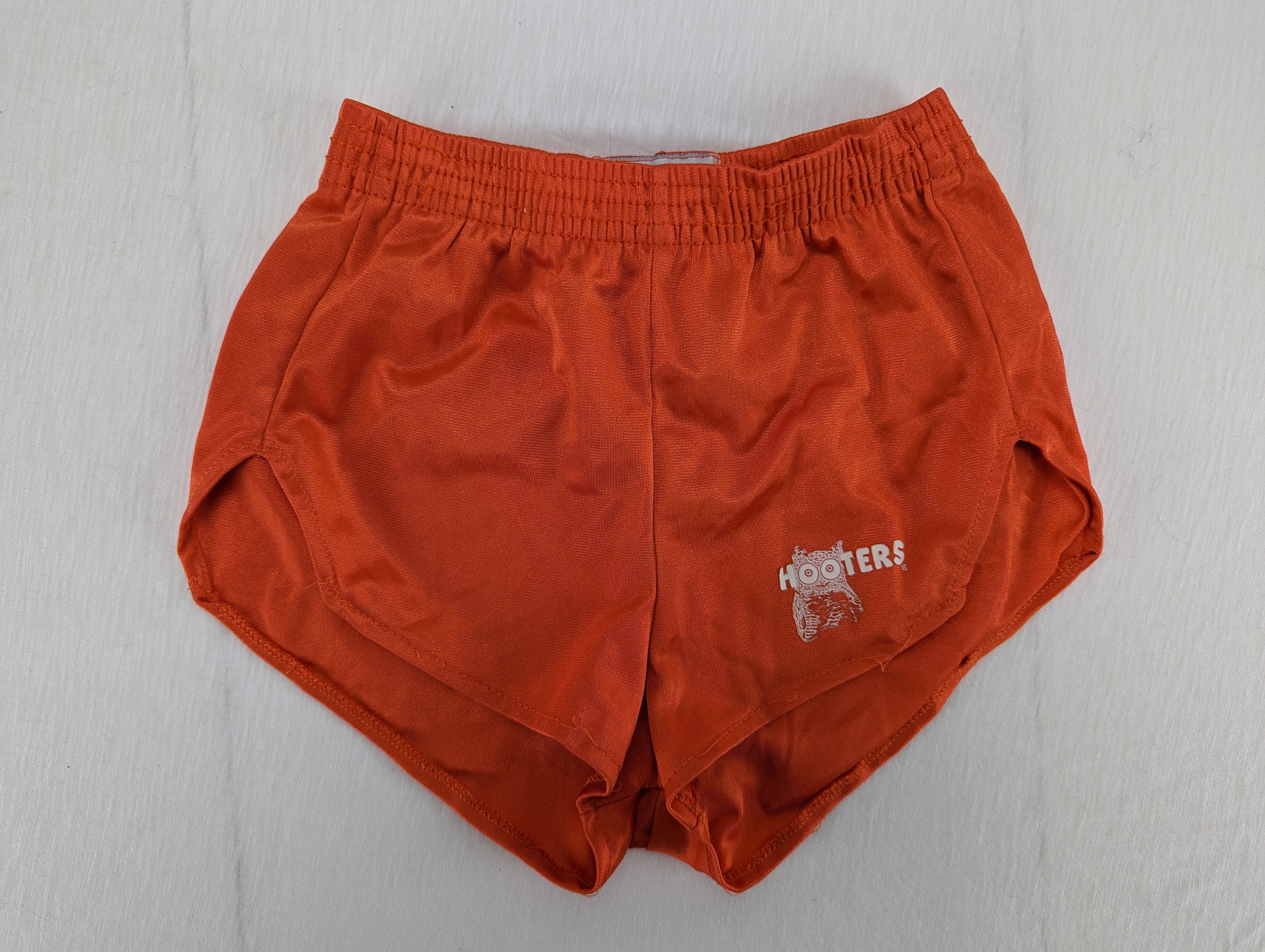 Vintage Nylon Hooters Shorts Orange 3XS Booty USA Women's Retro