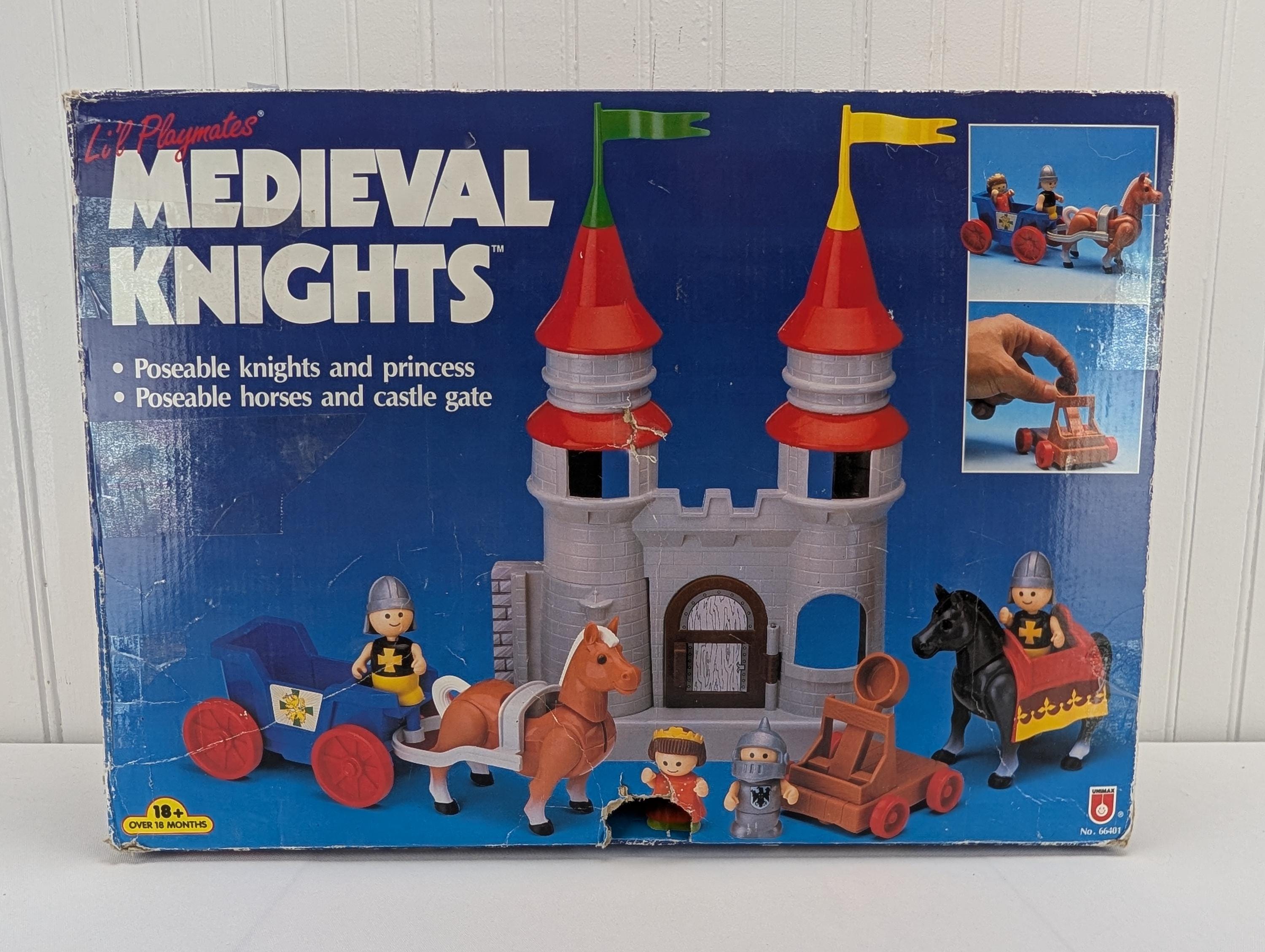 【お城4体セットA】トドルトッツ 王様 王妃 騎士 黒騎士 リトルタイクス レア Vintage Lil Playmates Medieval Knights Castle Gate Horses Princess