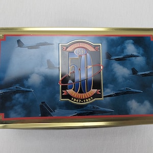 Vintage USAF Services 50th Anniversary Metal Tin USA Air Force MCI Prepaid
