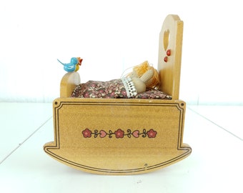 Vintage Schmid Music Box Cradle 122 Brahms Lullaby Japan