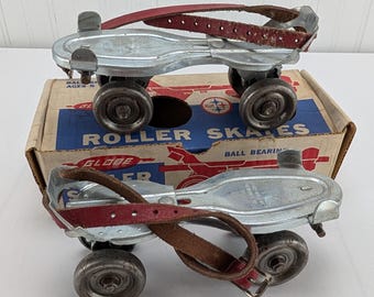 Patines de metal vintage Globe Union, talla 36, para niños, ajustables, unisex, estilo retro, en caja