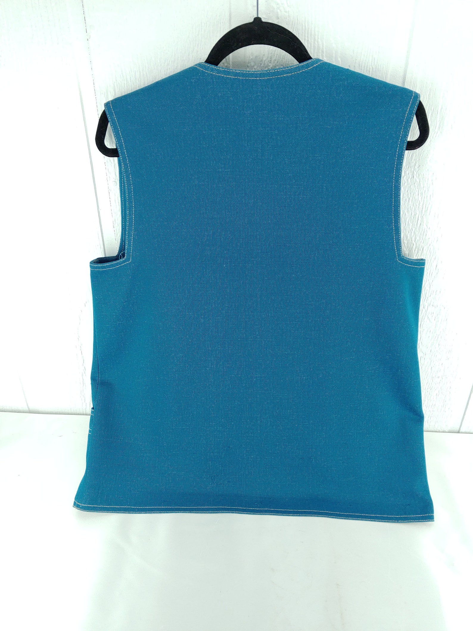 Vintage Women's Polyester Smock Vest Sz M/L Blue Graff Etsy