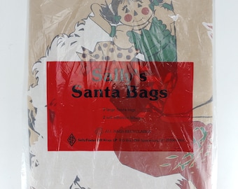 Vintage Sally's Santa Bags 2 Large Paper Sally Foster 3ft Christmas New