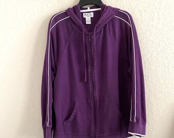 90s NYL New York Laundry Purple Cotton Zip Up Hoodie Size 16/18W