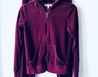 Juicy Couture Y2K 2000’s Original 2 Piece Burgundy Velour Tracksuit Size Small