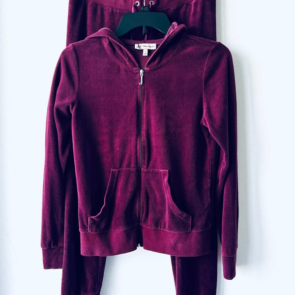 Juicy Couture Y2K 2000’s Original 2 Piece Burgundy Velour Tracksuit Size Small