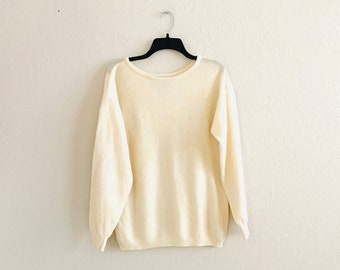 80s Vintage Clifford & Wills Ivory Lambswool Pullover Sweater