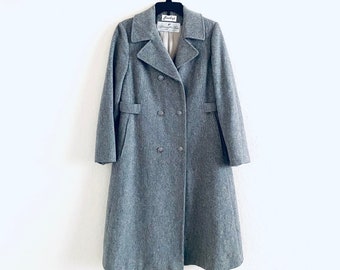 Flemington Furs 80s Vintage Gray Long Wool Double Breasted Coat