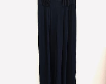 Cache Vintage negro cintura alta pierna ancha pantalones de acetato tamaño 12