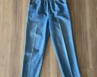 Jeans VTG de los 90 Cherokee Light Wash Pull On Elastic Waist para mujer, talla M, estilo retro, estilo abuela/mamá.