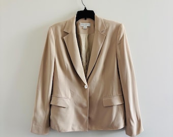 Vintage 90s Petite Sophisticate Blazer Beige Womens 10 Office Preppy Classic