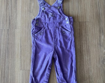 90er Vintage The Children’s Place Overall Lätzchen Lila Lila Cord 12 Monate Cottagecore