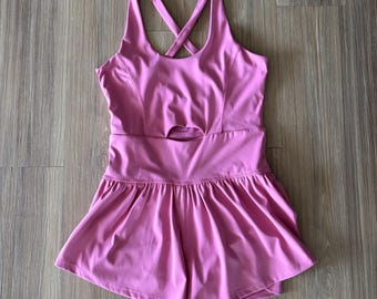 Pagliaccetto sportivo Arizona rosa intero corto tennis donna M yoga pilates athleisure anni '90 retrò preppy