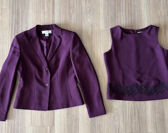 VTG Petite Sophisticate Blazer Top Set 2 Piece Purple Women 2,0 Office Retro 90s Classic