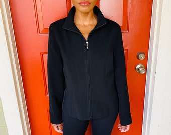 90s Donatella Black Zip Up Jacket 90s Vintage Black Biker Track Jacket