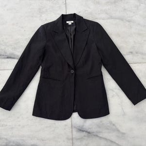 Vintage Cato Blazer Black Pinstripe One Button Women’s 6 Office Corporate