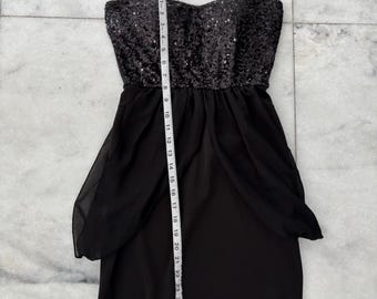 Y2K Papaya Dress Mini Black Sequin Strapless Sweetheart Neck Women M USA  Prom Whimsigoth Glam - Etsy