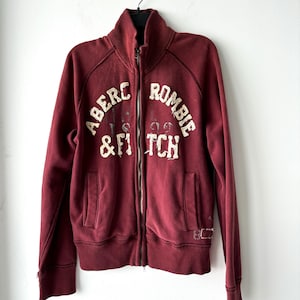 Y2K Vintage Abercrombie & Fitch Burgundy Full Zip Distressed