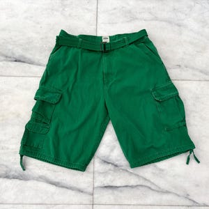 Vintage Y2K PJ Mark Shorts Baggy Cargo Jorts Skater Cyber Green Hip Hop Grunge Men 42