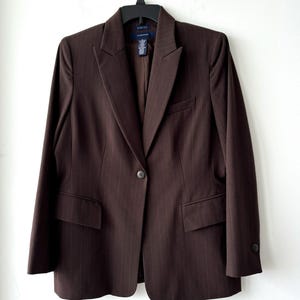 Vintage Jones Wear Blazer Notch Collar One Button Brown Pinstripe Women’s 12