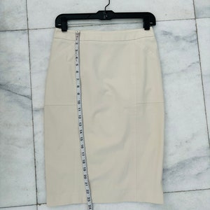 Vintage Body by Victoria Ivory Cream Cotton Pencil Skirt Button Back Size 2 zdjęcie 4
