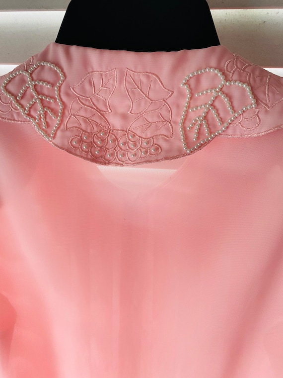 80s SELLECCA Blush Pink Pearl Collar Chiffon Blou… - image 10