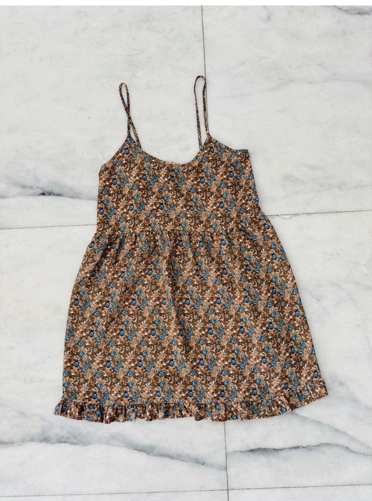 Brown Floral Dress Women - Etsy