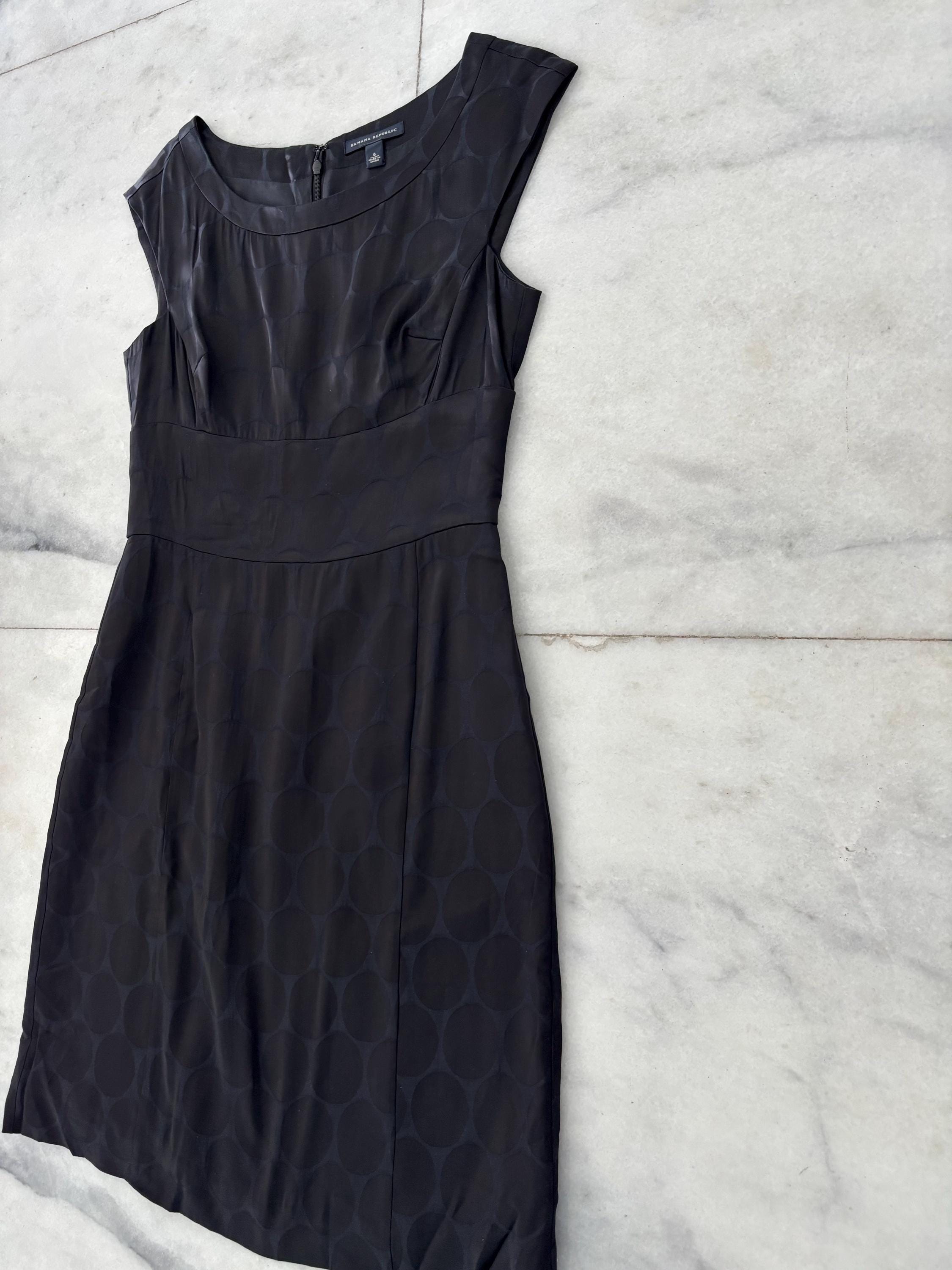 Y2K Banana Republic Dress Black Satin Polka Dot Jacquard Womens 6 Office  Formal - Etsy