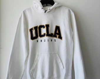 Vintage UCLA Bruins Hoodie Sweatshirt Big Cotton White Navy Rare Size XS
