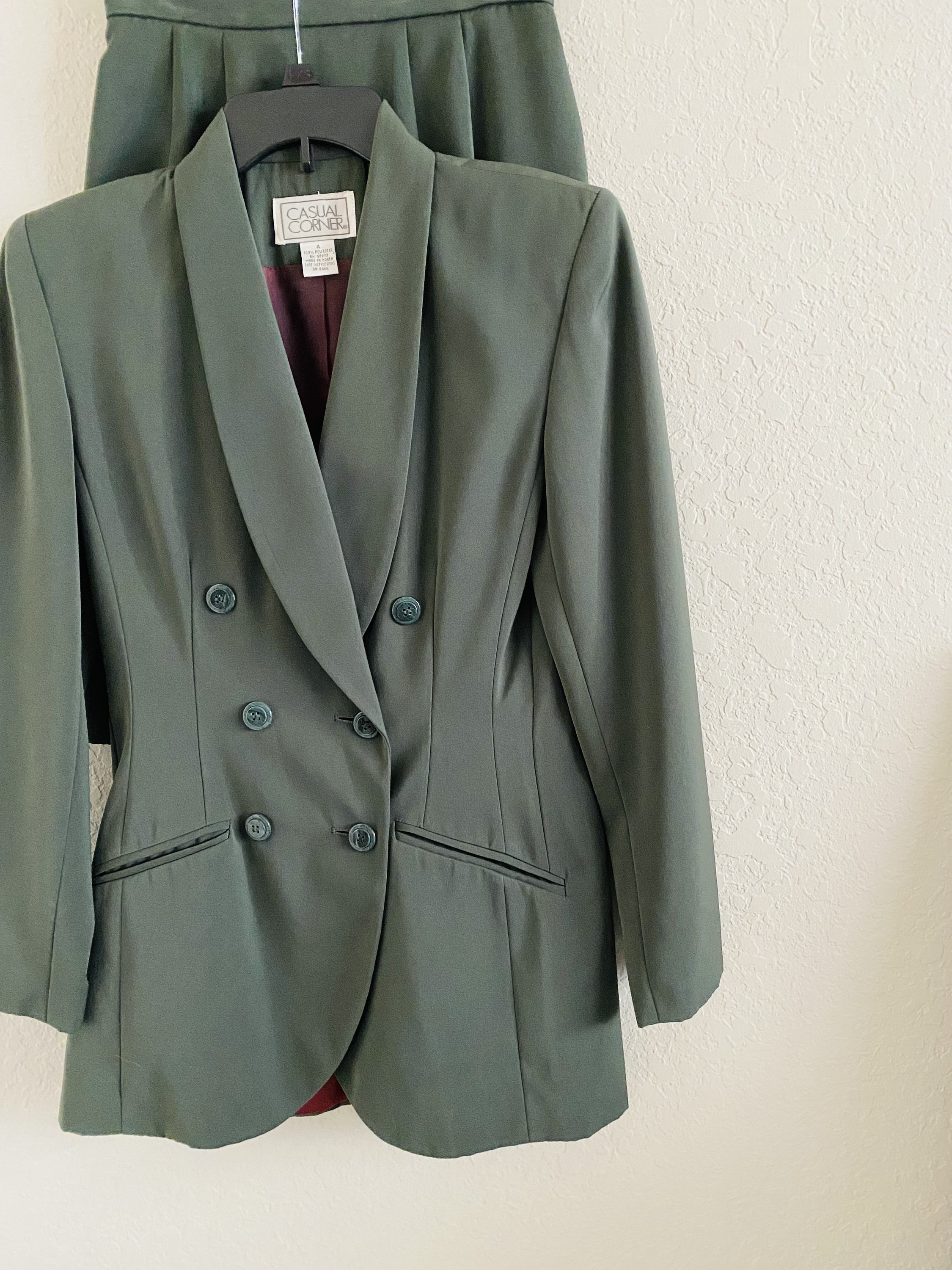 【VINTAGE】Setup suits Green Japanvintage Casual Corner 90s Vintage Rare Green 2 Piece Skirt Suit Size