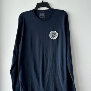 Y2K Abercrombie & Fitch Blue Spellout Logo Long Sleeve Shirt 100% Cotton Mens Large
