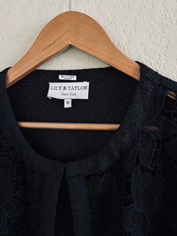 Vintage Lily & Taylor New York Black Eyelet Lace … - image 6